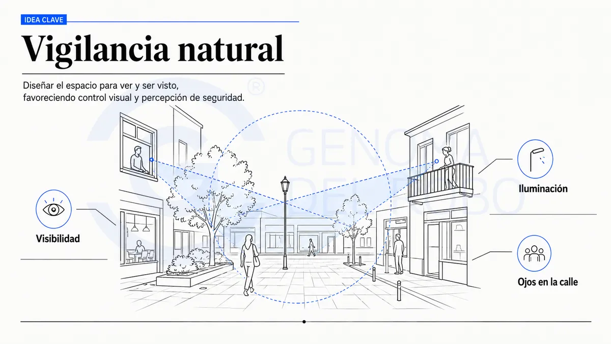 La idea clave de CPTED: Generar vigilancia natural.
