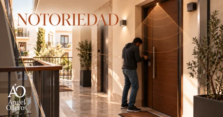 Intento de forzado de una puerta de seguridad con detección anticipada y vigilancia natural de vecinos en un bloque residencial.