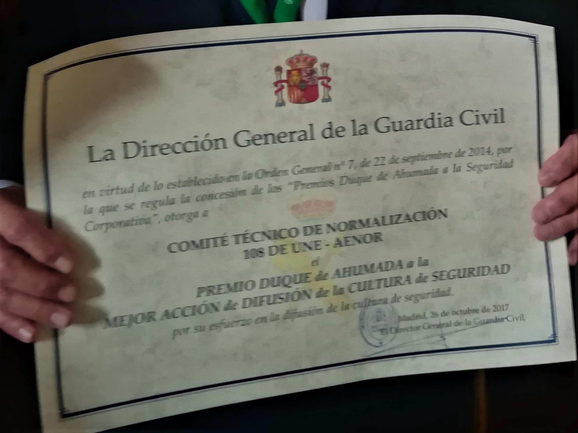 Premio Duque de Ahumada 2017. Comité UNE 108