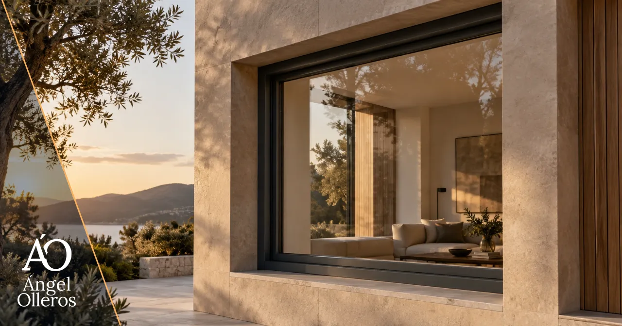 Ventana residencial integrada en la arquitectura como parte del sistema de seguridad del hueco.
