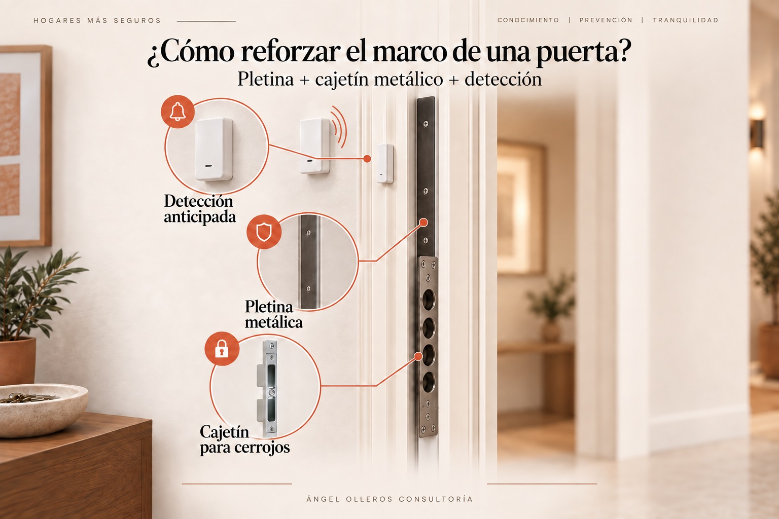 Cómo reforzar el marco de una puerta, con cajetín metálico y detección