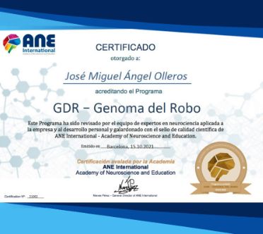 Método Genoma del Robo avalado por la Academia de Neurociencia y Educación - Certificado