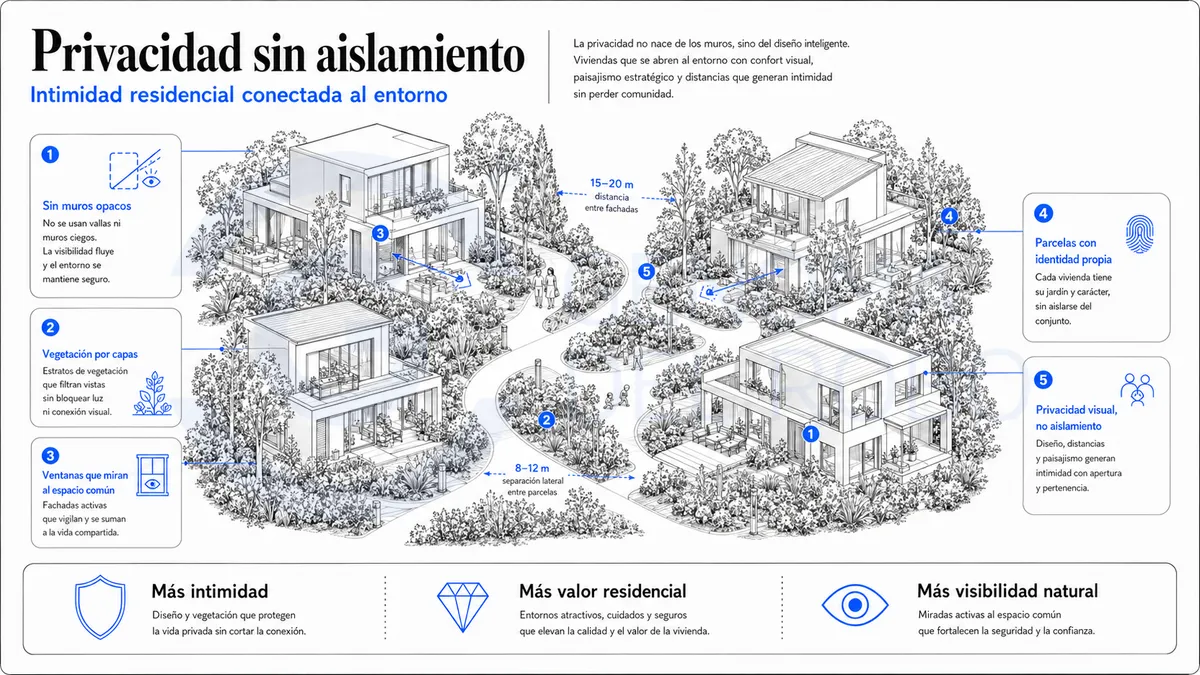 GENOMA DEL ROBO aplica criterios CPTED para diseñar urbanizaciones con privacidad y protección natural